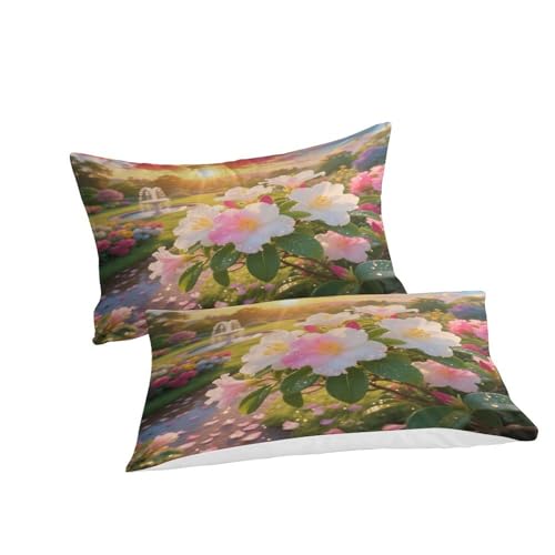 Housse de couette 260x220 camélia 3D parure lit microfibre douce ados