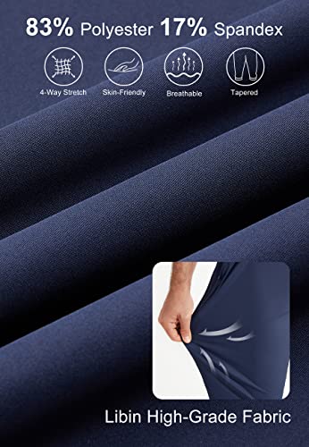 Libin Men's Golf Jogger Pants With Zipper Pockets Stretch Athletic Sweatpants Tapered Track Running Pants Workout Travel Casual Work, Navyblue, M #TOP1