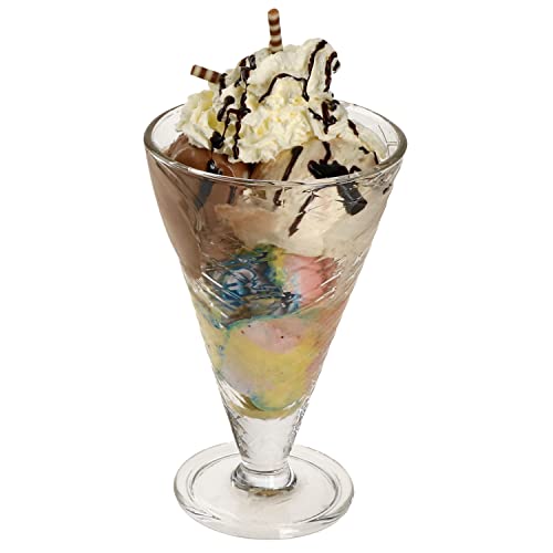 MamboCat 6er Set Copa Helado Eisbecher mit Fuß aus Glas I Klar I 340 ml I mit Waffel-Relief I konische Dessert-Schälchen, Eisgläser, Früchtebecher I für Vorspeisen, Cocktails, Eiscreme & Desserts