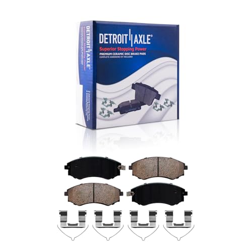 Image of Detroit Axle - 4 Lugs Front Brake Kit for 1999-2001 Hyundai Tiburon | Drilled & Slotted Brake Rotors and Ceramic Brake Pads Replacement 10.12'' inch Rotors