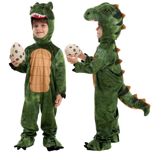 Spooktacular Creations Halloween Realistic T-rex Costume Outfit Dinosaur Jumpsuit with Egg for Kids Toddler Dress-up Party