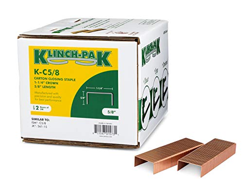 Klinch-Pak C-5/8 Carton Staple 1-1/4 inch Crown with 5/8 inch Leg Length 4000 per case - SIM CC58, C58 or JK561, Ideal for Wood and Sheet Metal Projects in Construction, DIY and Office/Retail