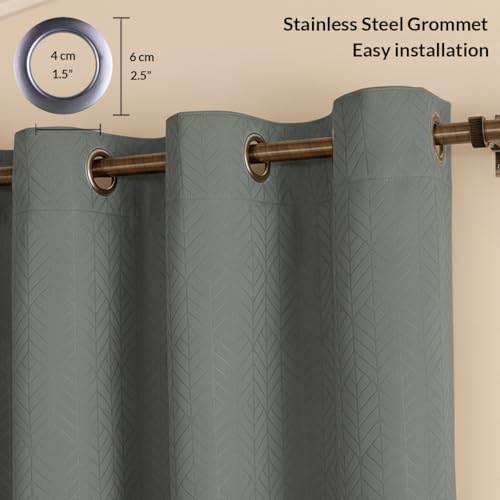 Image of HOMEMONDE 100% True Blackout Curtains Customize Size - Single Piece Curtain, Embossed Panels Light Block Thermal Insulated & Noise Reducing Room Darkening Curtains (Grey)