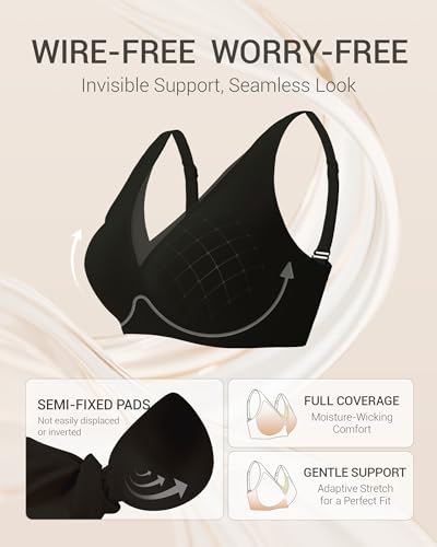 Image of Gailife Deep V Jelly Bras for Women No Underwire Wireless Seamless Push Up Bra Comfort Support Plunge Bralette Full Coverage