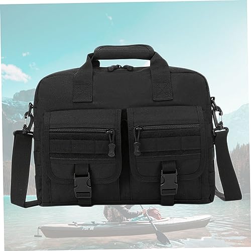Bolso de hombro para hombre de nylon negro sencillo miniatura 3