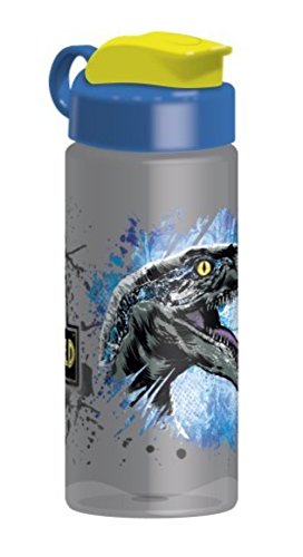 Zak Designs Jurassic World 16.5oz Sullivan Bottle Grey Tint Clear Water Bottle with Dinosaur Logo