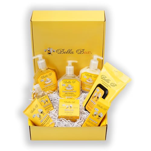 Image of Bella B Baby Essentials Set - Baby Shower Gifts - Gift Baskets Baby Grooming Kit - Baby Gift Basket - Baby Bath Kit - Baby Bath Soap - Baby Wash and Shampoo - Baby Soap Gift Sets