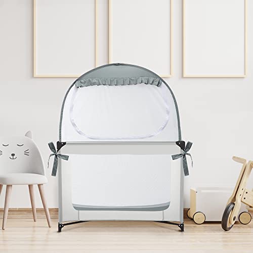 L Runnzer Baby Pack N Play Tent, Baby Crib Safety Tent To Keep Baby From Climbing Out, Baby Crib Canopy For Pack N Play, Mini Cribs & Playpens, Pop Up Design & See-Through Mesh #TOP5