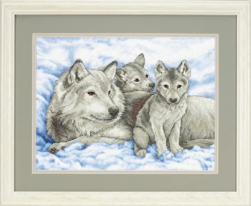 Image of Dimensions Mother Wolf and Cubs Stamped Cross Stitch Kit, 12'' x 16''