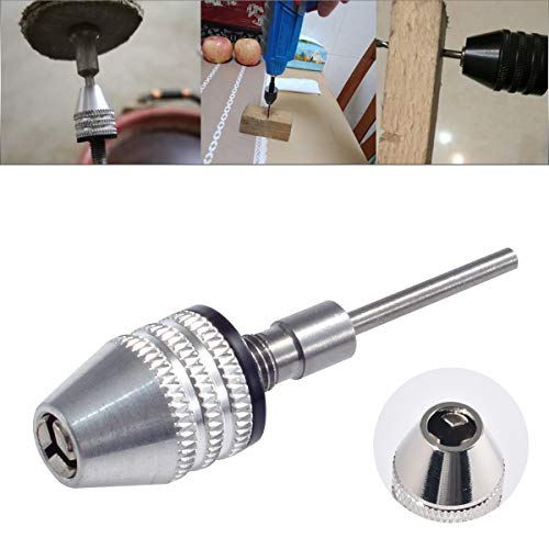 HOHXEN Keyless Mini 3-Jaw Drill Chuck Screwdriver Adapter with Quick-Change 2.35mm Round Shank to Hold Straight-Shank 0.3-3.4mm Drill Bits Milling Cutters for Micro-Production or Medical Industry