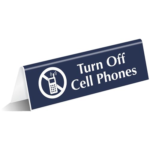 SmartSign Turn Off Cell Phones Desk Sign with Symbol, 2" x 6" Acrylic Table Top Sign for Offices, Shops, Banks, Stores, DMV, Retail, Engraved Double-Side Printed Counter Sign, Made in USA