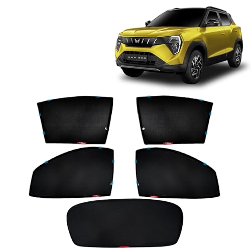 Image of KINGSWAY Accessories Magnetic Car Sunshades Only Compatible with Mahindra XUV 3XO (Year 2024 Onwards), Half Cut with Fix Rear Windshield - Heat-Resistant Custom-Fit Sun Shade, Pack of 5 Pcs