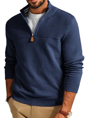 PJ PAUL JONES Men's Quarter Zip Casual Sweater