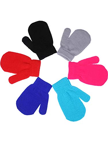 Sumind 12 Pairs Kids Mitten Knitted Toddler Mittens Winter Warm Stretch Gloves Infant Mitten Gloves For Boys Girls (Bright Colors) #TOP5