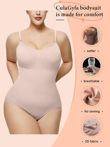 Culagyfa Tummy Control Shapewear Bodysuit For Women, 3 Pack One Piece Ribbed Plus Size Sexy Body Suits Shaper Wear Bodysuits #TOP4