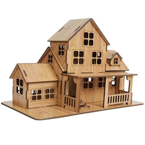 木製パズル 3d 木造家 パズル コテージ モデル 模型製作キット ゲーム Diy 手作り 機械式 子供 大人 キット 工芸品 ギフト(色2)