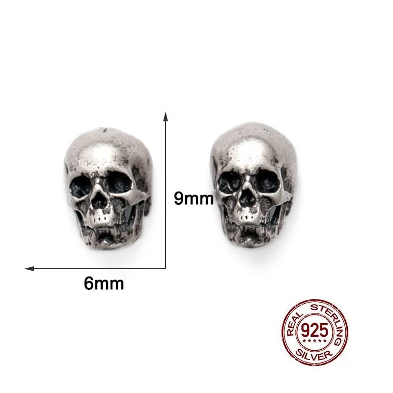 Orecchini a bottone in argento con mini teschio tipo E - Argento Sterling [ESV1050] - Italia