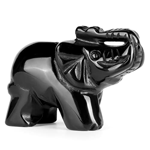 Figura Decorativa Elefante de Cristal Obsidiana Negra 2" miniatura 2