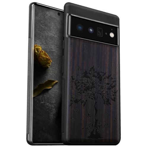 Coque Pixel 6 Pro antichoc rigide protection premium bois sombre Zentangle