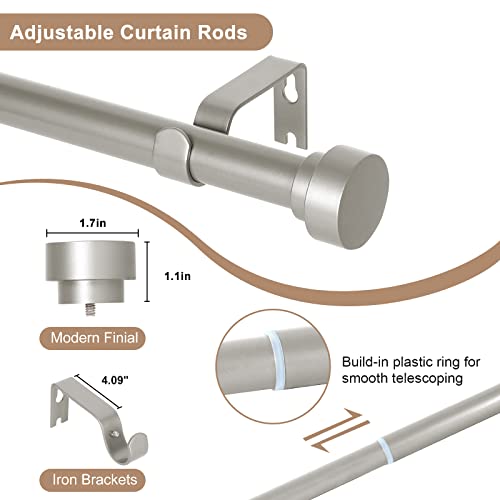 Silver Curtain Rods For Windows 48 To 84 Inch(4-7Ft),1 Inch Diameter Heavy Duty Curtain Rods,Adjustable Curtain Rod,Modern Decorative Drapery Rods,Telescoping Window Curtains Rod 36-88",Antique Silver #TOP1