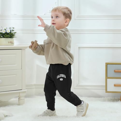 U·nikaka 3-Pack Baby Boys Pants Casual Toddler Sweatpants Athletic Infant Boys Joggers Cotton Flexy Pants and Leggings4
