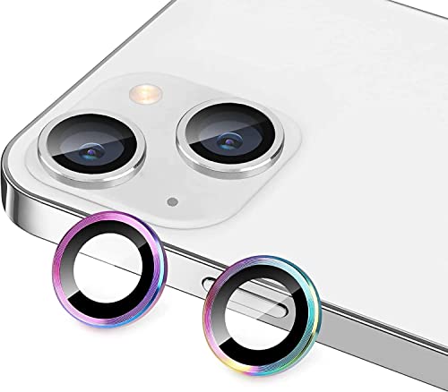 Image of Compatible for for i Phone 14 | iPhone 14 /14 PLUS Camera Lens Protector Tempered Glass Bling, Alloy Metal Camera Ring Guard for i phone14 | iphone 14 plus 2022 (Rainbow)