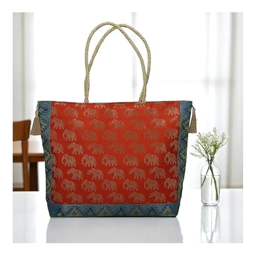 Image of Hand Purse | Traditional Hand Purse | Silk Wallet Hand Bag | Shagun HandPurse | Gifts HandBag | Golden Handle Tote Handbag | Brocade Shoulder Bag | 16 INCH