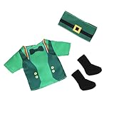 MUYI Santa Elf Doll Clothing Accessories Set - March 17th St. Patrick's Day Green Dolls Costume + Headband + Boot Shoes (Dolls Not Included)