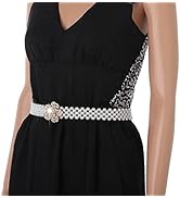 Yalice Elastic Pearl Belts for Women Beaded Waist Belt for Brides Fashion Dress Belt Sash Wedding...