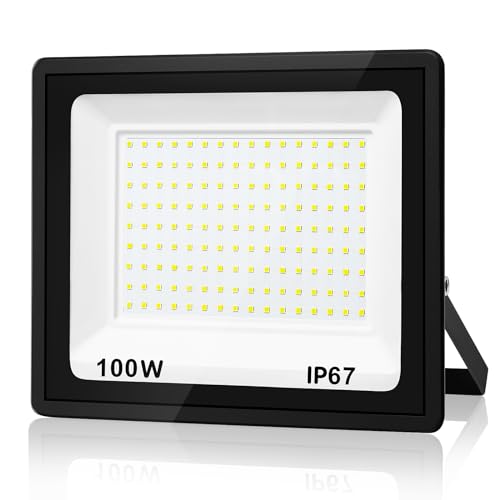 YZYFACAI Foco Led Exterior 100W, Iluminación de Exterior Seguridad,IP67 Impermeable 10000LM,7000K Blanco Frío, Proyector LED Exterior, Superbrillante Foco LED，para Patio, Garaje, Entrada, Campo