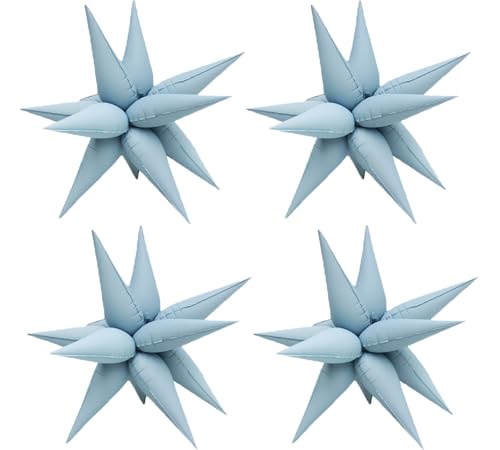 Image of 50pcs Matte Blue 20' Water Drop Foil Cone Mylar Balloons Matte Blue Star Balloons Explosion Star for Girls Boys Birthday Party Wedding Baby Shower Party Decor