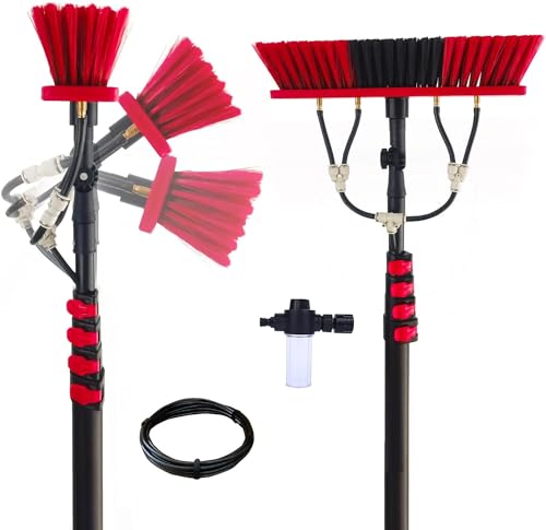 Teles Cepillo (3,6-6 m) para limpieza de paneles solares, patios, techos y ventanas - Cabezal de cepillo de 55 cm para un mantenimiento eficiente de sistemas solares