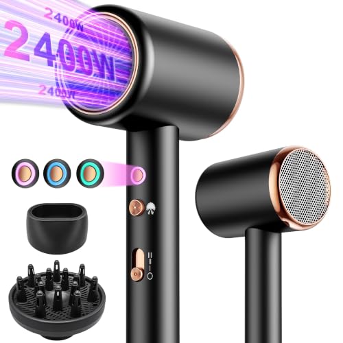 Föhn,Fön,Haarföhn Haartrockner Profi Ionen föhn mit AC Motor 2400W Reisefön Diffusor|Multifunktionaler Hair Dryer|Heiß-/Kalttaste… – Ansicht 2
