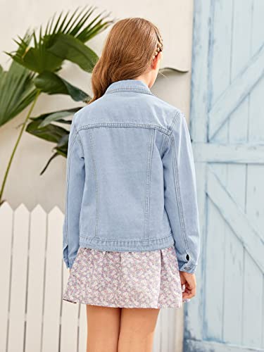 Xineppu Girl Buttons Jean Jacket Denim Pockets Basic Spring Outwear 5-14 Years Old #TOP1