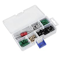 AUNMAS 71Pcs Air Condition Repair, A HVAC Hose Gasket Kit Repair Tool 10Pcs Valve Cores 50Pcs Hose Gaskets 10Pc Valves