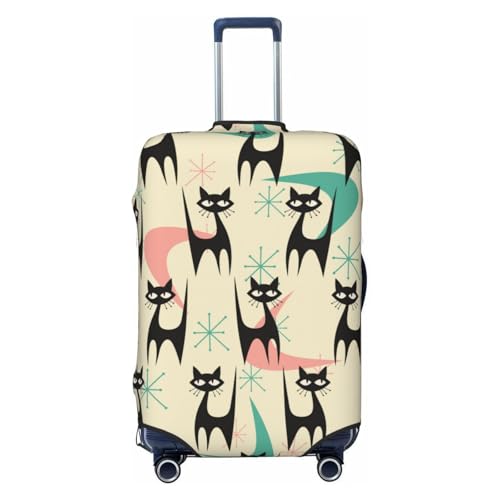 Mid Century Modern Cats Luggage Cover Washable Elasticated Luggage Covers for Suitcase TSA Approved Stylish Scratch Resistant Luggage Case Protector
