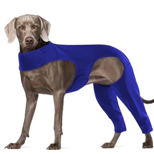 Image of ROZKITCH Dog Body Suit Open Male Rear for Right Left Leg, Pet Prevent Licking Wound Elbow Protector, Dog Recovery Suit Cone Collar Alternative for Sprain ACL CCL Arthritis Joint Care Blue 2XL