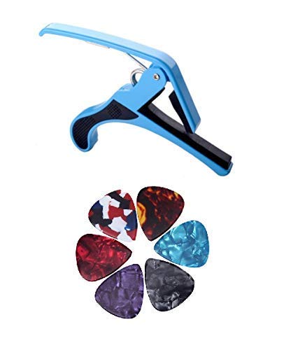 MUSTANG Guitar Capo Quick Change Acoustic Guitar Accessories Trigger Capo Key Clamp Black With Free 6 Pcs Guitar Picks
