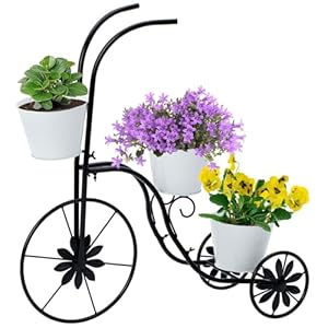 Baynbicycleplanterstandmetalflowerpotcartholdertricycleplanterwith3plantbucketoutdoordecorativeforpatiodeckgardenorlawn Urban Country Home Decor Bayn bicycle planter stand metal flower pot cart holder tricycle planter with 3 plant bucket outdoor decorative for patio deck garden or lawn urban country home decor