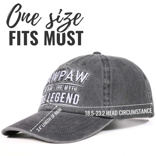 Image of Pawpaw Gifts Embroidered Cap, Funny Grandpa Gifts for Men, Adjustable Hat Gifts Accessory for Birthday & Christmas Grey