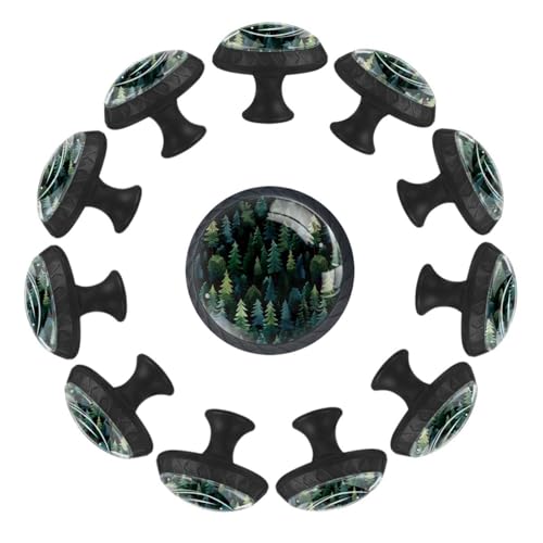 Pack of 12 Cabinets Hardware Round Furniture Knobs Green Deep