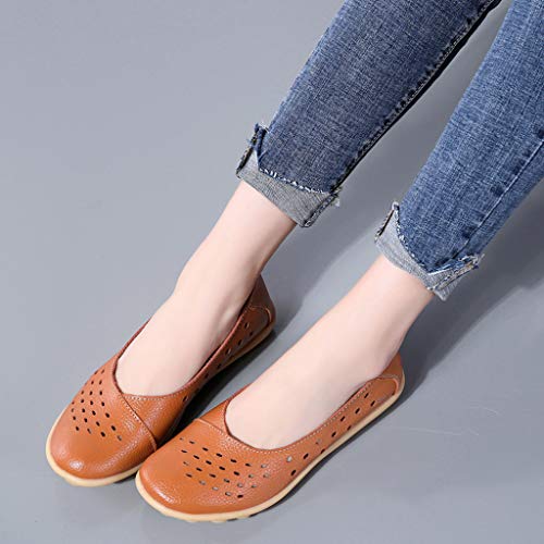 Fainosmny Sandals Shoes for Women\'s Breathable Casual Hole Shoes Large Size Peas Shoes Daily Flat Shoes Orange - Thumbnail 5