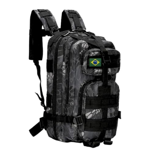 Mochila Tática Militar Impermeável Reforçada 30 litros com Patch Emborrachado - Preto Cobra