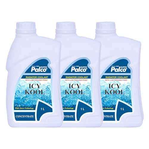 Image of PALCO Icy Kool Radiator Coolant for Car 1 Litre (Pack of 3), Advanced Low Freezing Point Antifreeze Green Concentrate Coolant for Engine