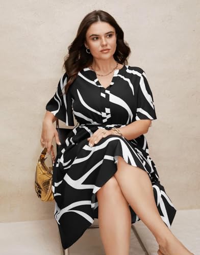 Image of JAIPURFAME One Piece Dress for Women, New American Print Rayon Midi Dress, Stylish, Modern Party Outfit, Perfect for Casual and Formal Occasions