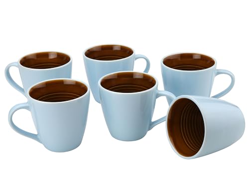 Image of Bodhi House Handcrafted Ceramic Coffee Mug Set of 6 Pieces (350 Ml), Stoneware Tea Cup, Microwave Safe Large Milk Mug, Glossy Finish, Ideal for Daily use, Casual Gatherings and Gifting, Arctic Blue