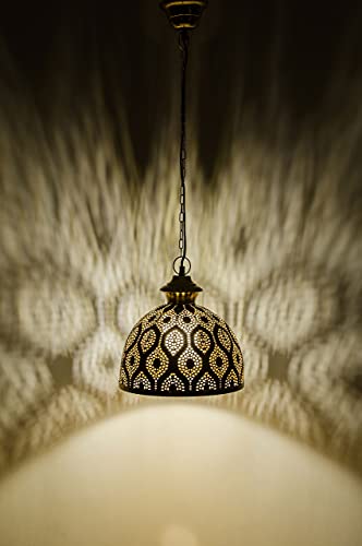 MAADES Orientalische Lampe Pendelleuchte Gold Afzal -2-32cm E27 Lampenfassung | Marokkanische Design Hängeleuchte… – Bild 7