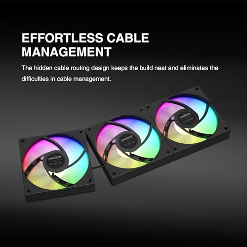 GAMDIAS AURA GL360 V2 AIO, 360mm CPU Liquid Cooler, Easy Cable Routing Design, Rotatable Performance Pump, 3 x 120mm Low-Noise PWM ARGB Fan w/ MB Sync, AMD AM5/AM4；Intel LGA 1851/1700/115x/1200, Black - Image 2