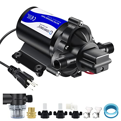 TDRFORCE 110V Fresh Water Circulating Pump 4GPM Pressure Increase Booster Pump 45 PSI Transfer Pump Self Priming on Demand Water Pump Diaphragm Pump Washdown Pump Inline Water Pump for Garden Hose