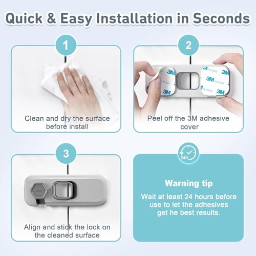 Image of 10 Pack Child Proof Refrigerator Lock, Fridge, Cabinets, Freezer Door Lock Apply to Max 1 inch(25mm) Sealing Strip for Toddlers and Kids, No Tools Need or Drill - Grey (Grey, 10)